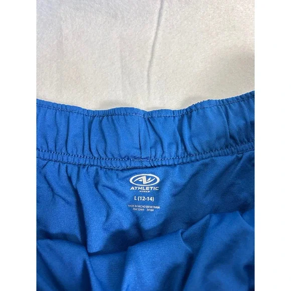 Athleisure Athletic Works Women L Blue White Running Shorts Waffle Knit Tank Set - Picture 5 of 12